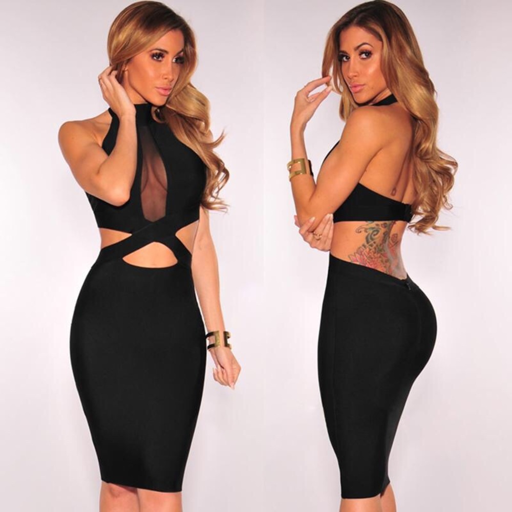 Halter Hollow Out Midi Dress